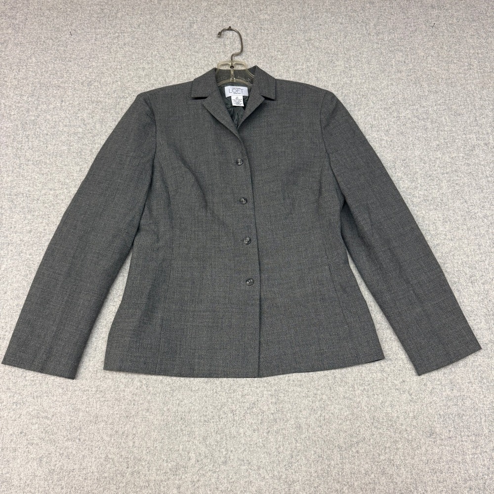 Ann Taylor Loft | Blazer | 2P | Gray | 4-Button Wool Blend Stretch Career Jacket